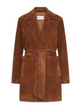 MARELLA Brown Suede Belted Trench Coat